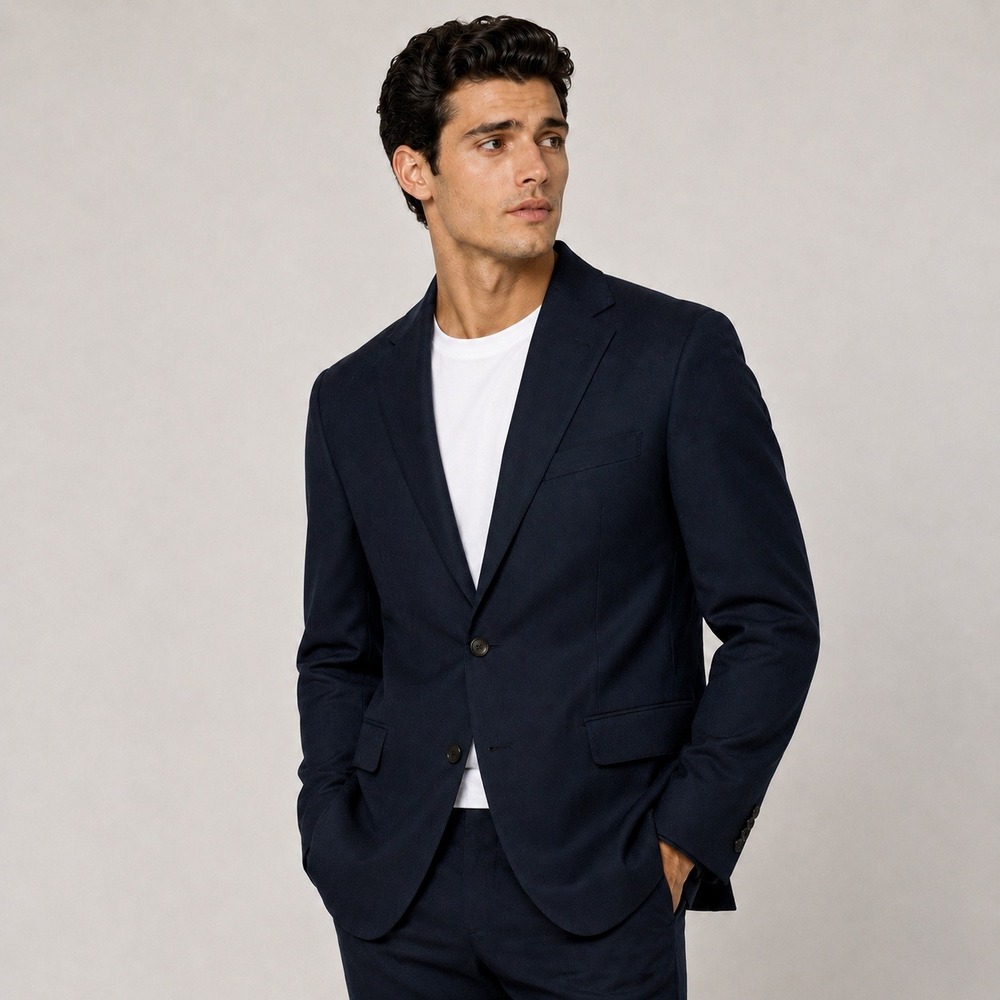 Comme Ca Ism Japanese Brand Mens Tropical Jacket Two Button Navy Suit Blazer / L